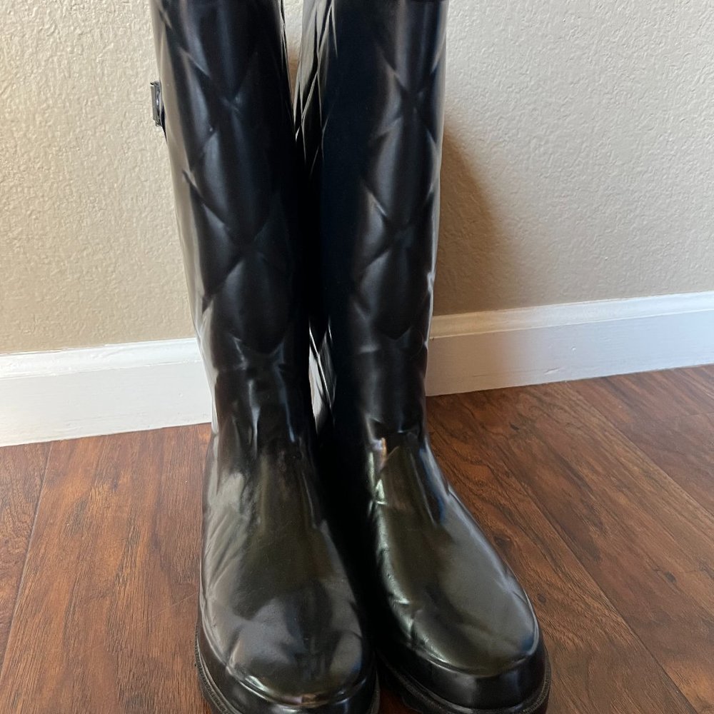 Tall Black Quilted Itasca Rain Boots - Size 9